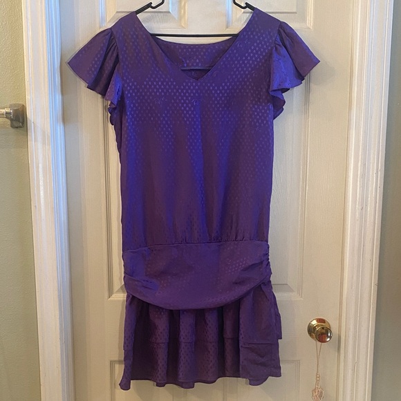 Vintage Purple Ruffle Sleeve Dress - Picture 3 of 11